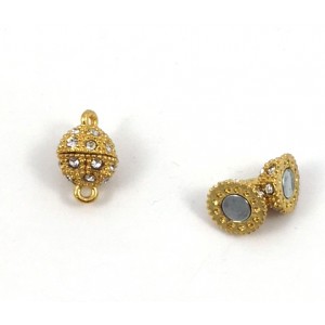 MAGNETIC CLASP GOLD ROUND WITH RHINESTONES